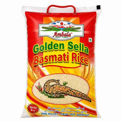 *ambala golden sella basmati rice 5kg. plastic