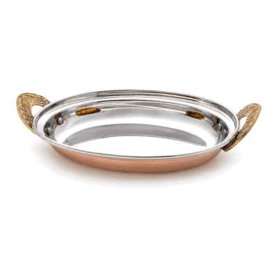 Copper karahi oval no.2 with handel
