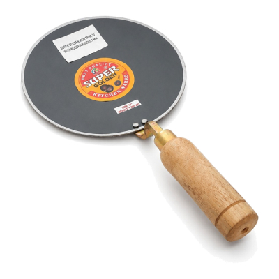 Golden iron tawa 10' with wooden handel 3.5mm