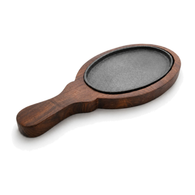 Sizzler iron oval with single wooden handle