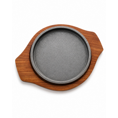 Sizzler iron round with double wood handle 8" Sizzler iron round with double wood handle 8"